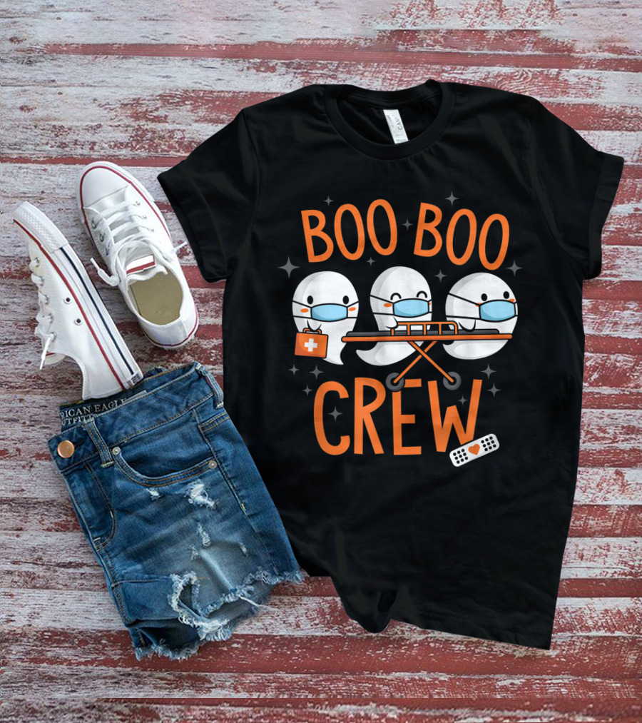 Boo Boo Crew Ghost Doctor Paramedic Nurse Halloween Costume T-Shirt
