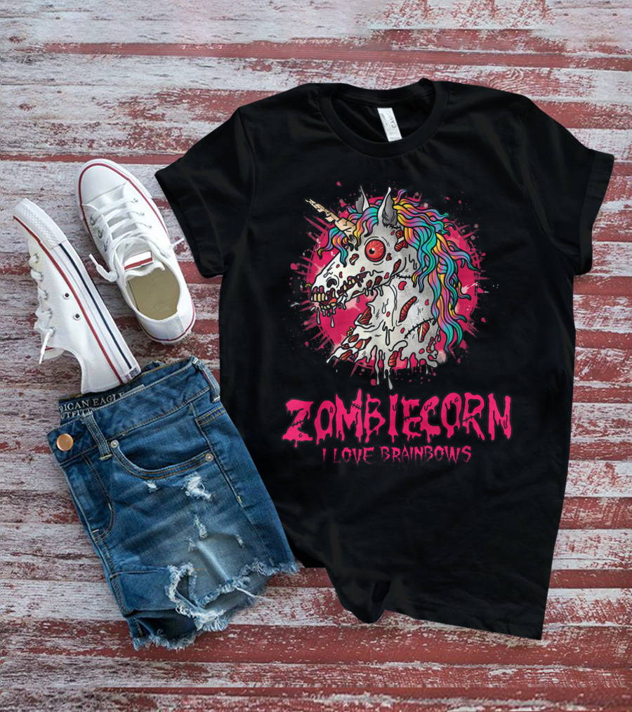 Zombicorn I Love Brainbows Halloween Gothic T-Shirt