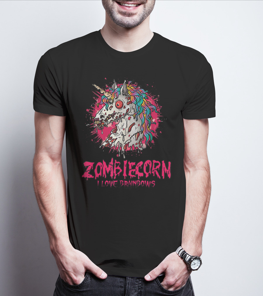 Zombicorn I Love Brainbows Halloween Gothic T-Shirt