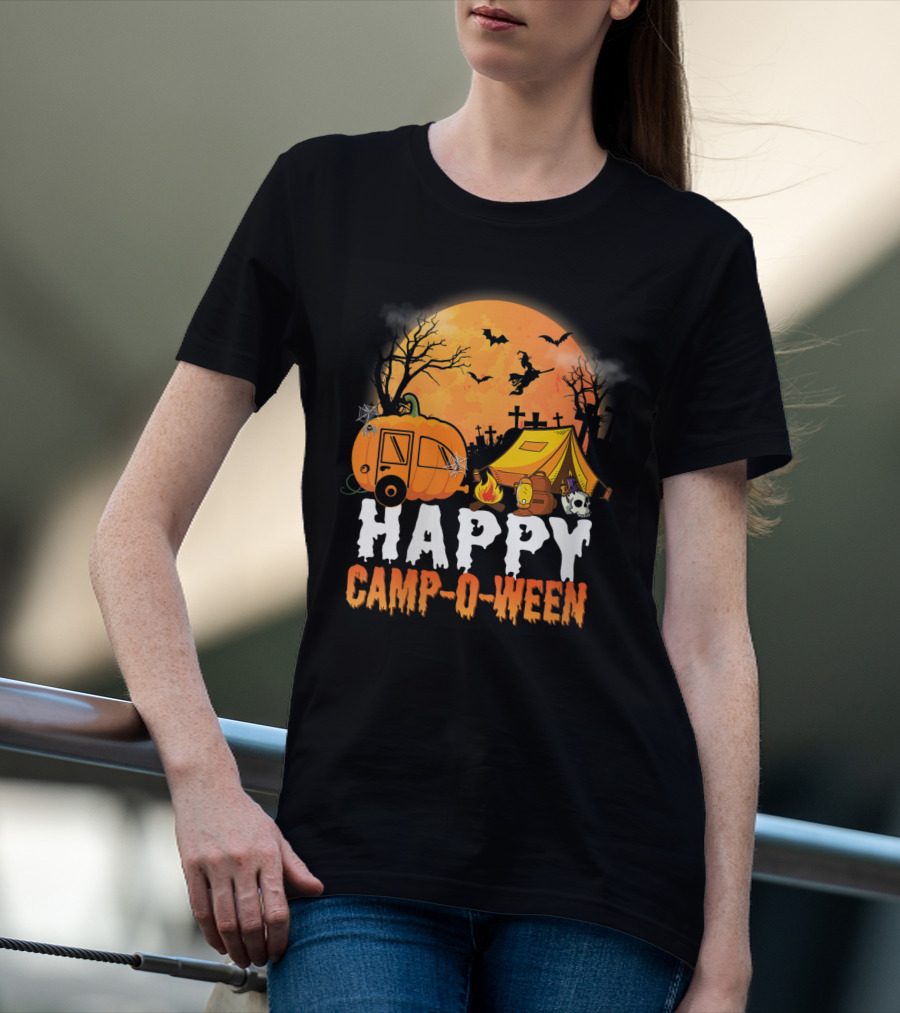 Happy Camp O Ween Halloween Pumpkin Camping Spooky Night T-Shirt