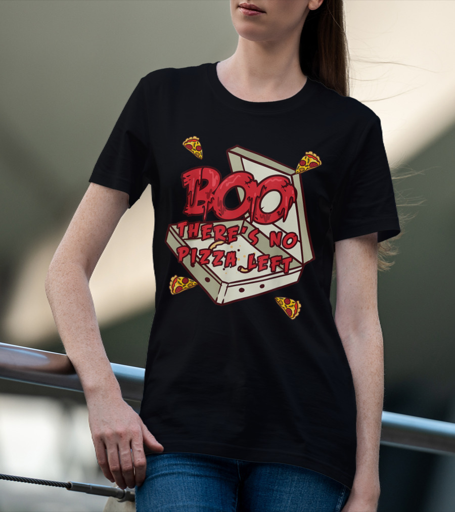 BOO Pizza Box Surprise There's No Pizza Left Scattered Slices T-Shirt