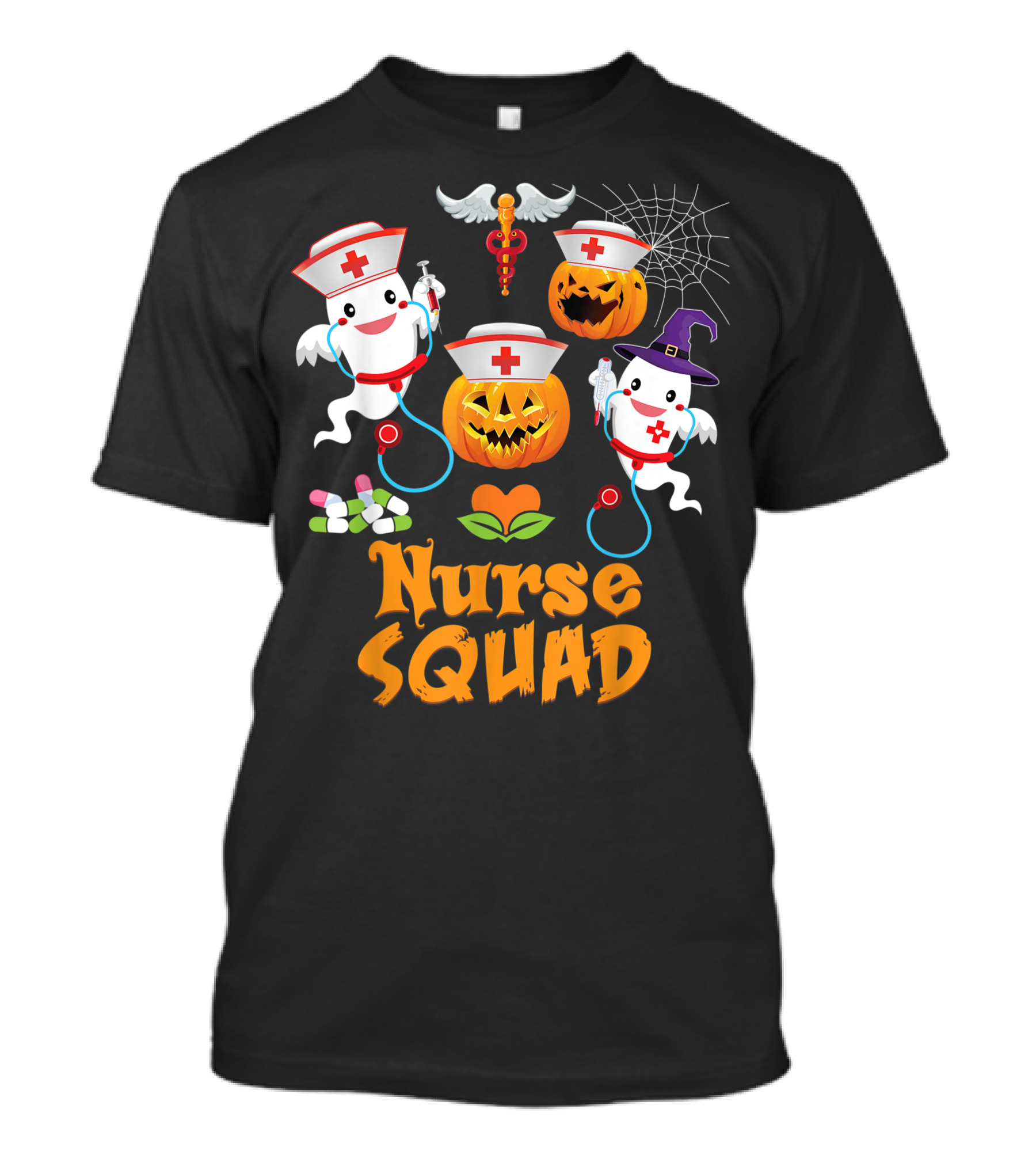 Nurse Squad Halloween Ghost Pumpkin Crew T-Shirt