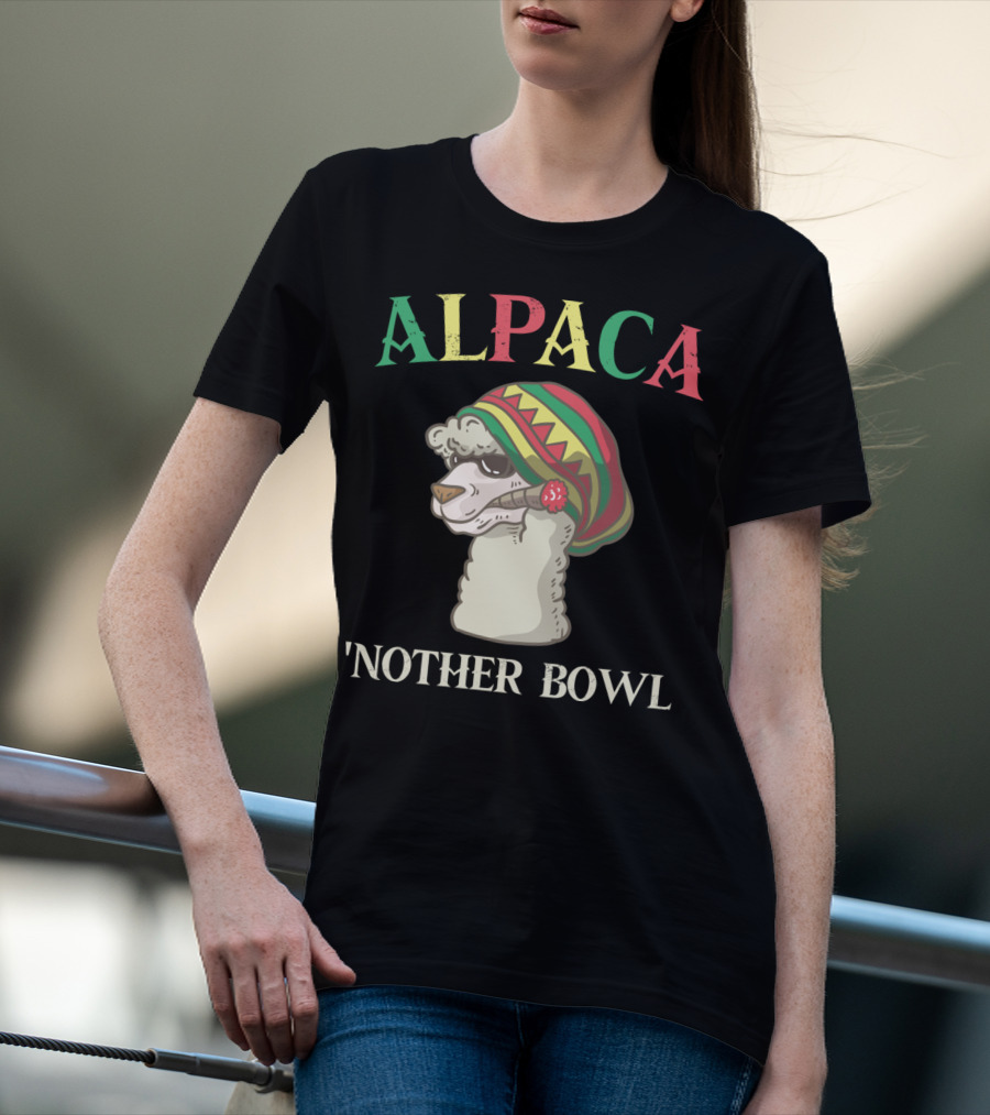 Alpaca Nother Bowl Weed Smoking Llama Cannabis Leaf Stoner T-Shirt