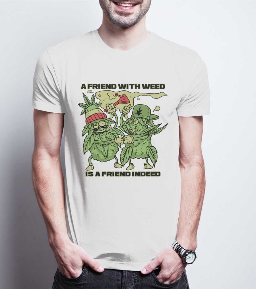 A Friend With Weed Is A Friend Indeed Matching Stoner Leaf Characters High Five T-Shirt