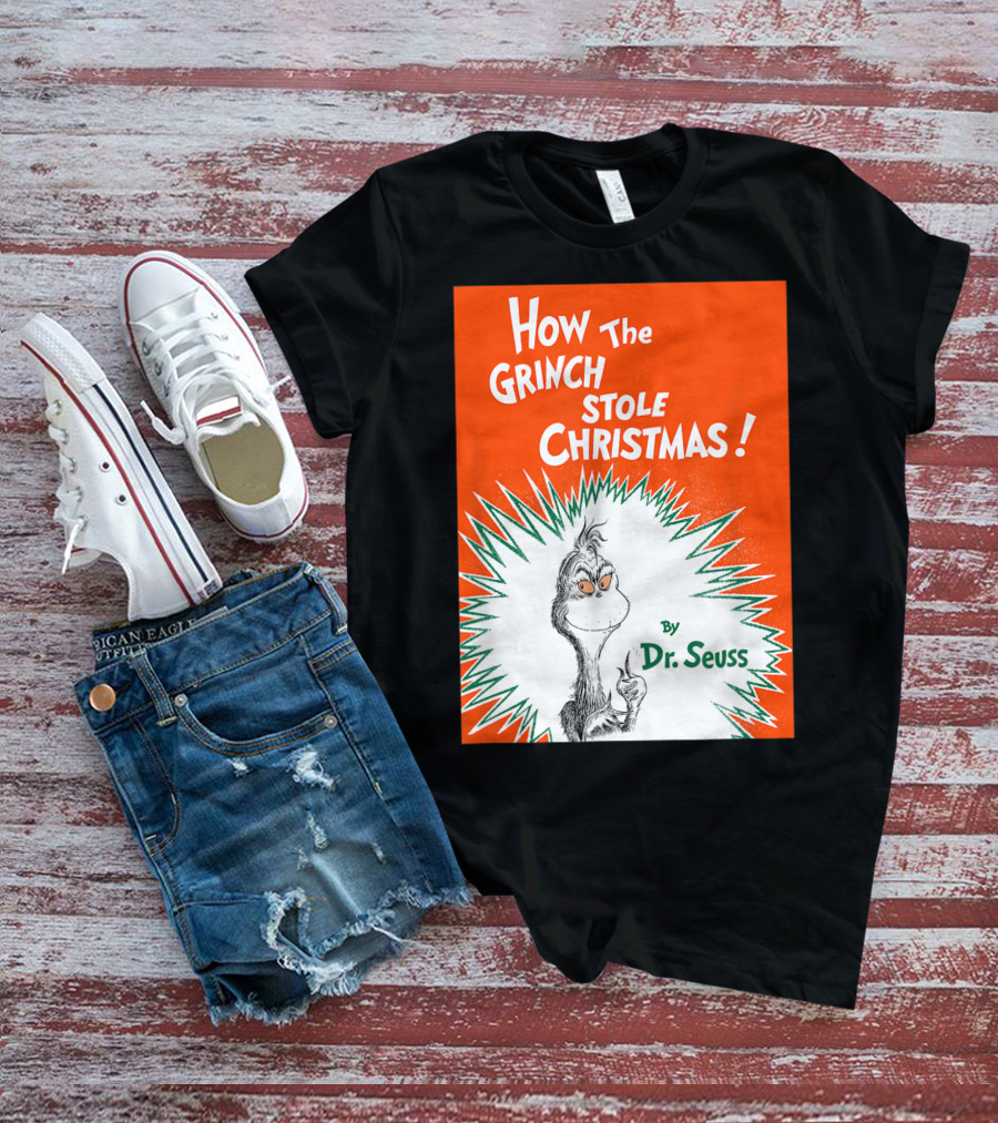 How The Grinch Stole Christmas By Dr. Seuss Book Cover T-Shirt