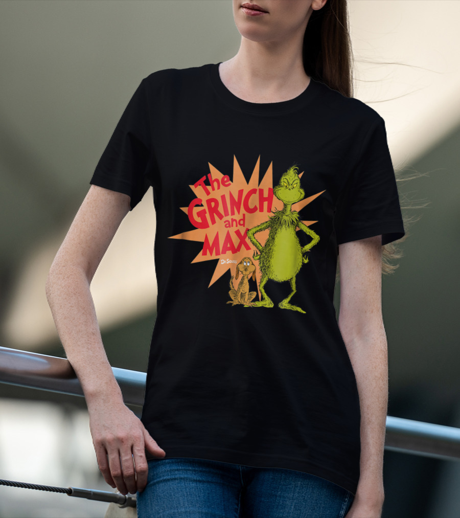The Grinch And Max Dr. Seuss Burst T-Shirt