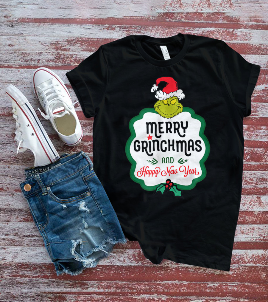 Merry Grinchmas And Happy New Year Dr Seuss Grinch T-Shirt
