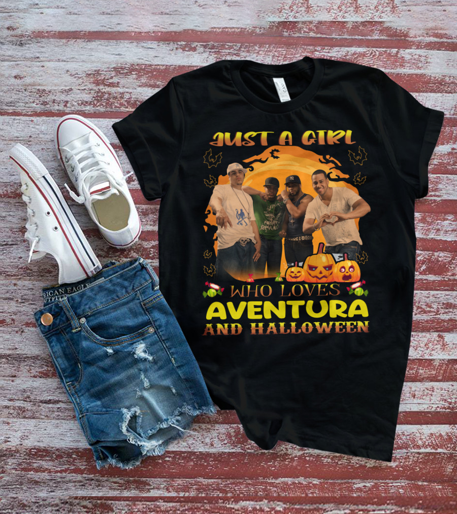 Just A Girl Who Loves Aventura And Halloween Pumpkins And Bats T-Shirt