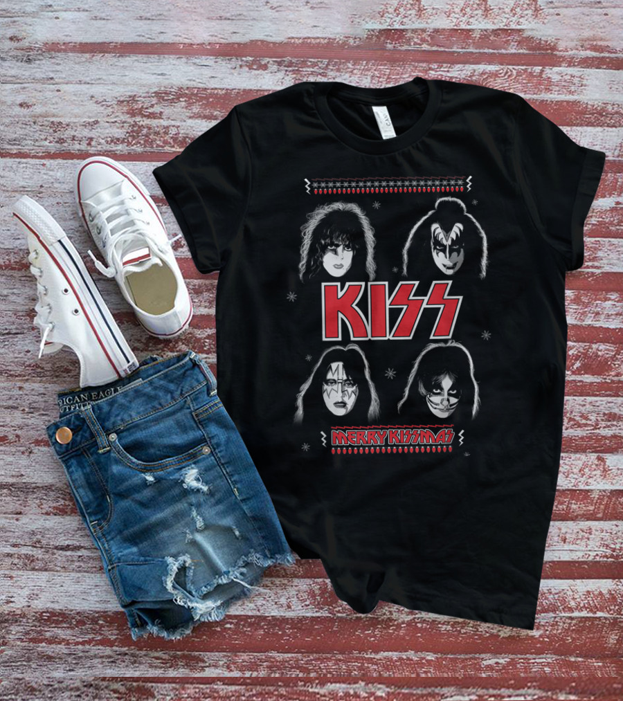 KISS Merry KISSmas Christmas Band Faces T-Shirt