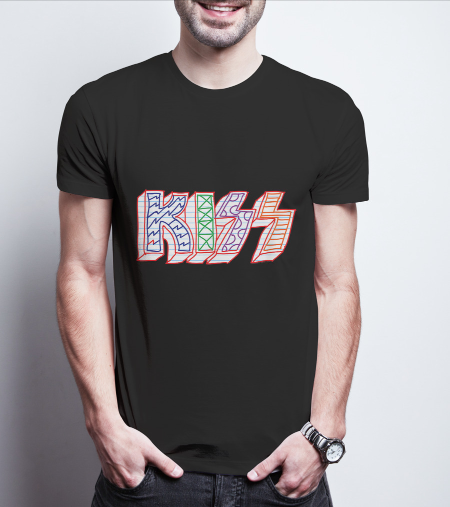 KISS Colorful Sketch Pattern Notebook T-Shirt
