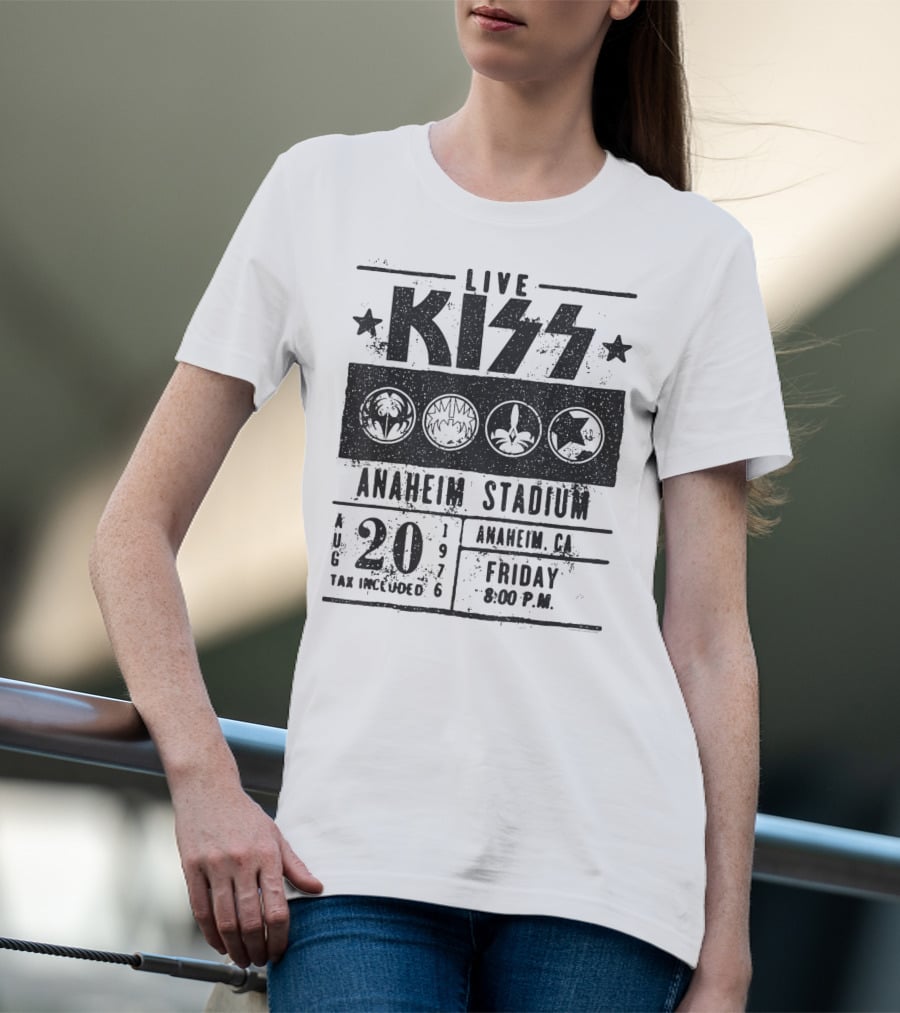 LIVE KISS Anaheim Stadium August 20 1976 Friday 8:00 PM T-Shirt