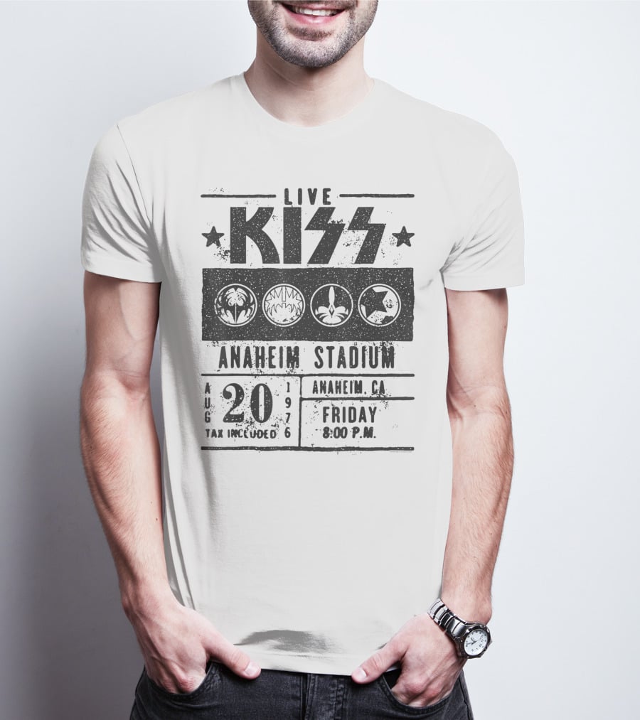 LIVE KISS Anaheim Stadium August 20 1976 Friday 8:00 PM T-Shirt