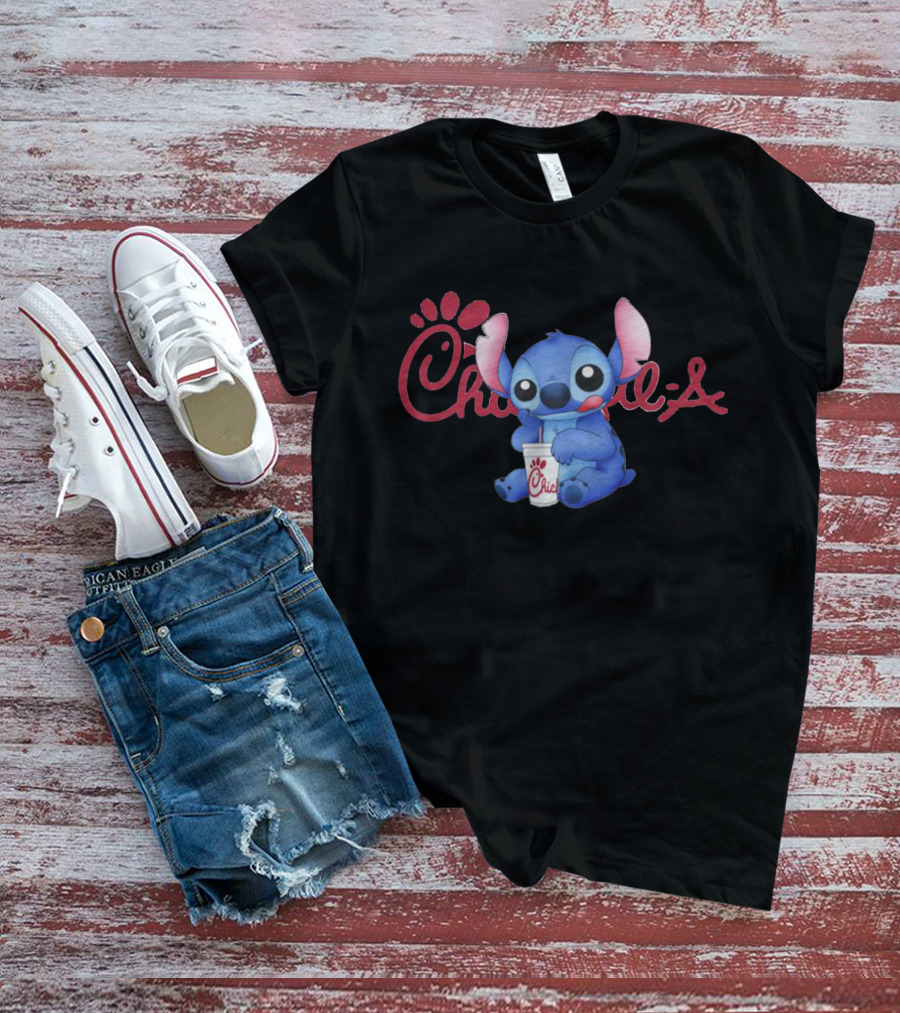 Chickfila Stitch Holding Drink T-Shirt