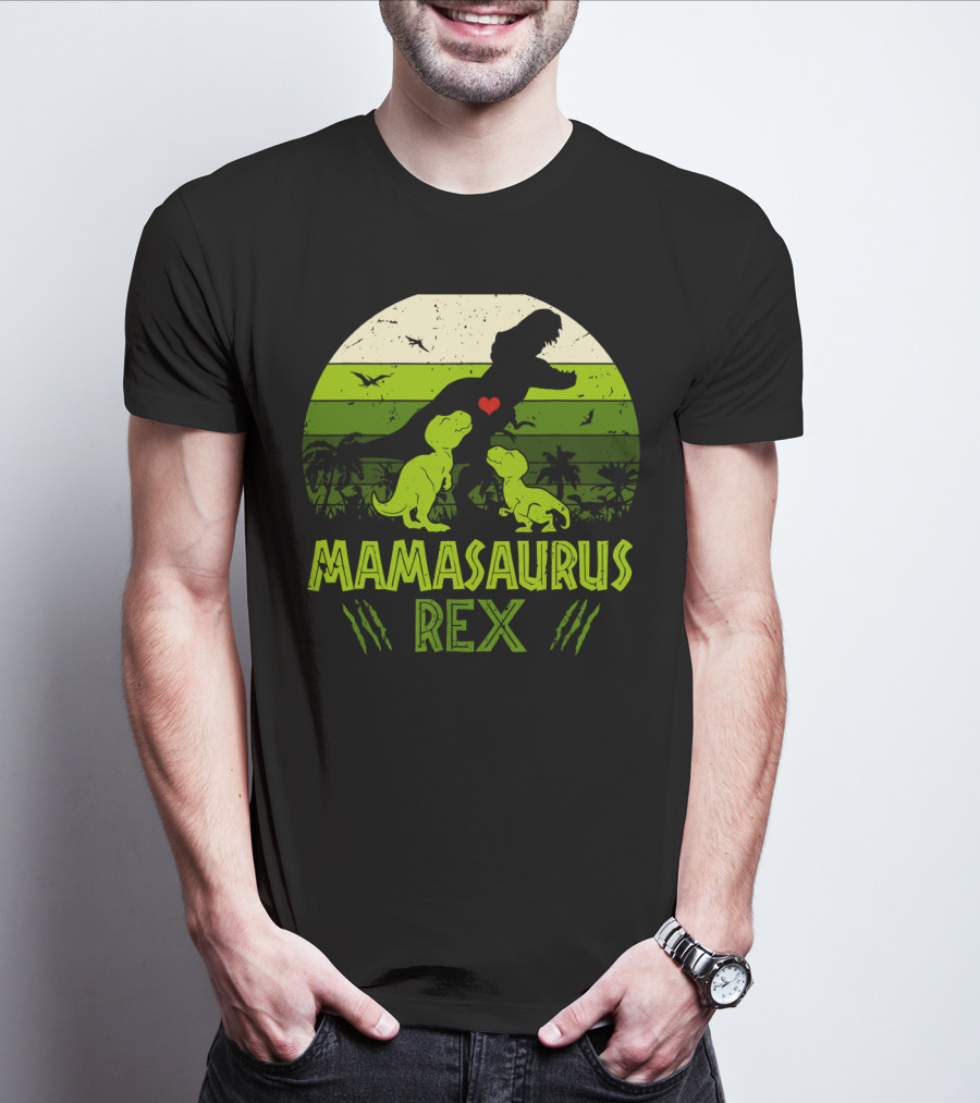 Vintage Retro Mamasaurus Rex Dinosaur Lover 2 Kids T-Shirt