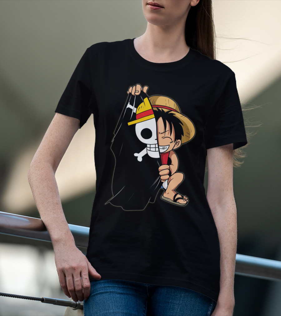 Luffy Pirate Hat Skull Flag Onepiece T-Shirt
