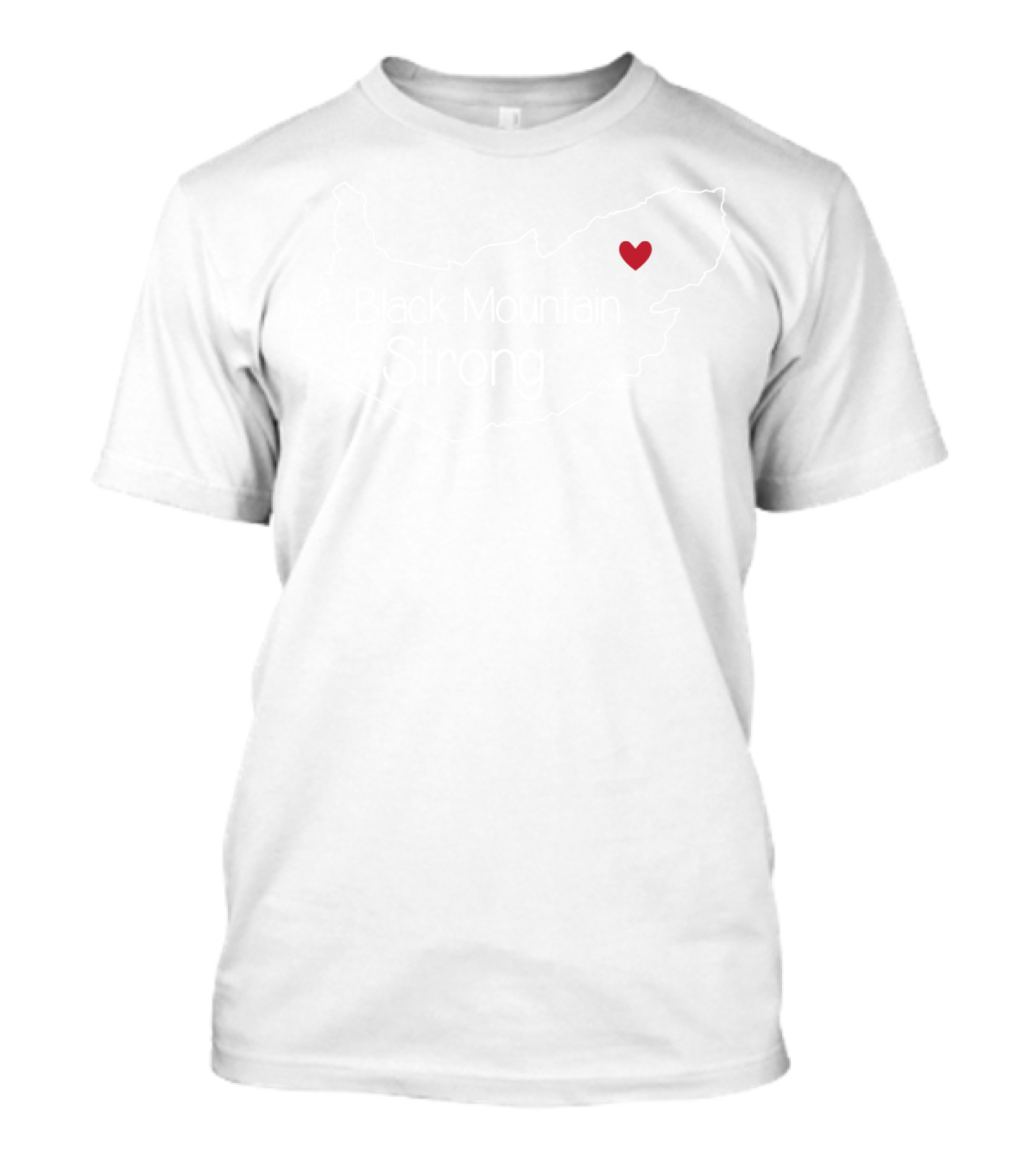 Black Mountain Strong Heart Map Outline T-Shirt