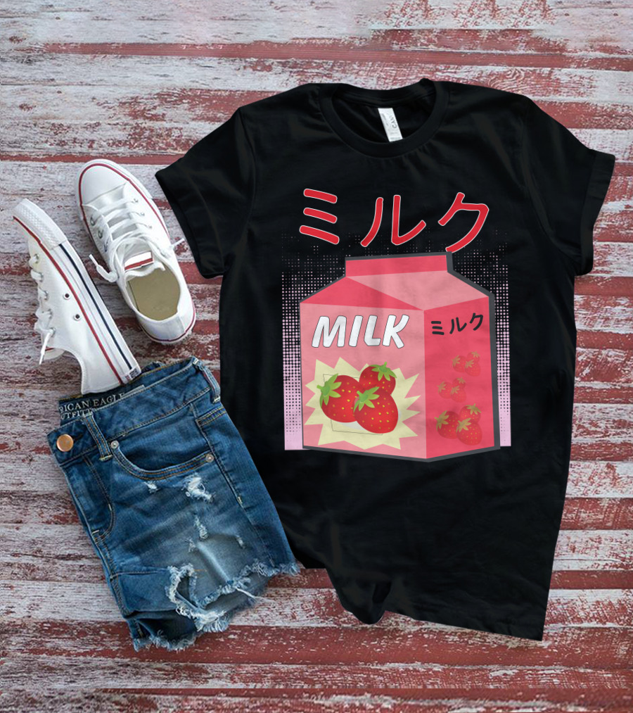 Japanese Otaku Anime Milk Strawberry Milkshake T-Shirt