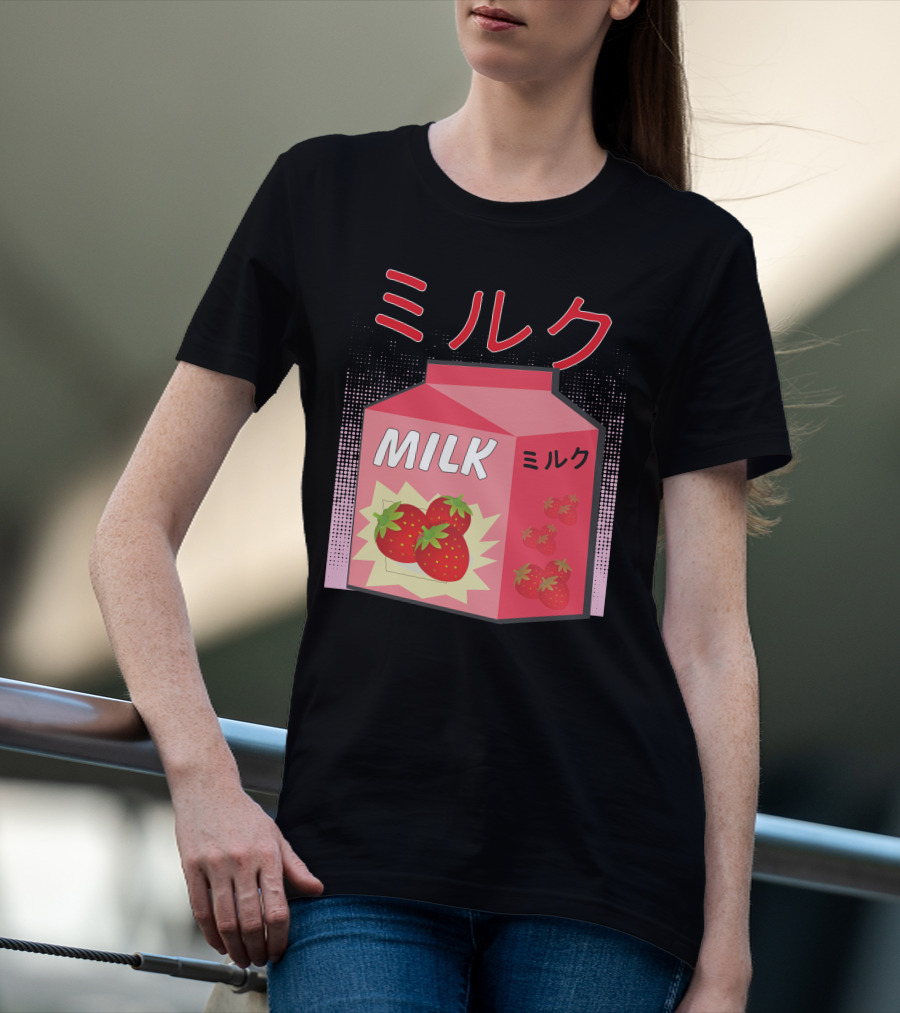 Japanese Otaku Anime Milk Strawberry Milkshake T-Shirt