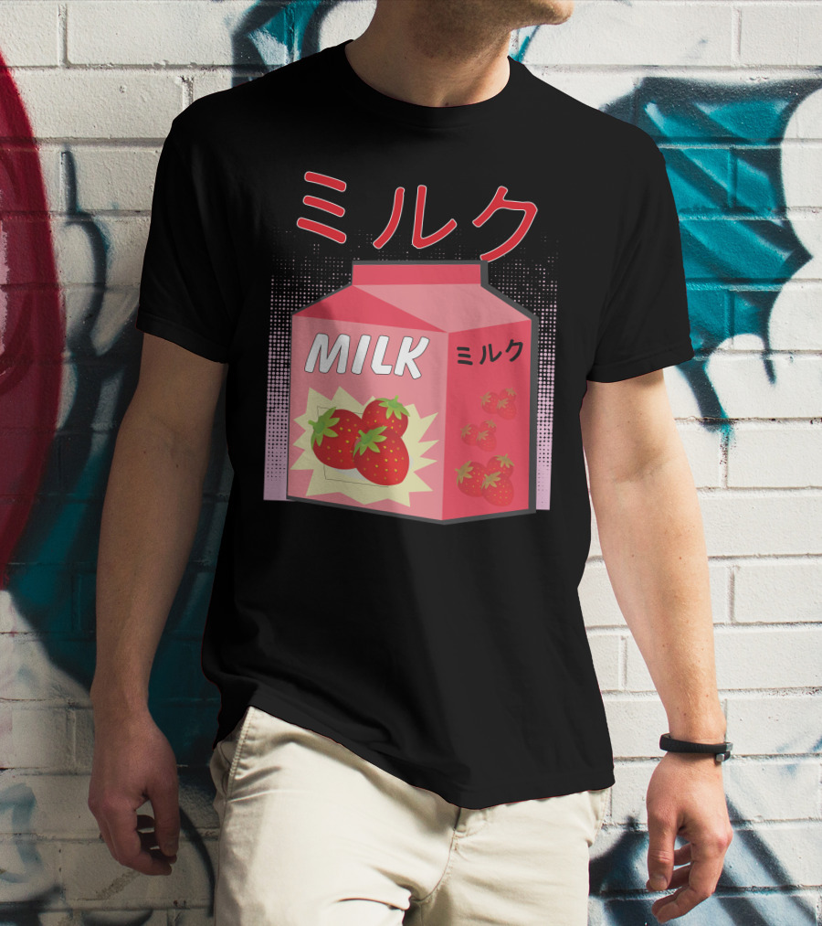 Japanese Otaku Anime Milk Strawberry Milkshake T-Shirt