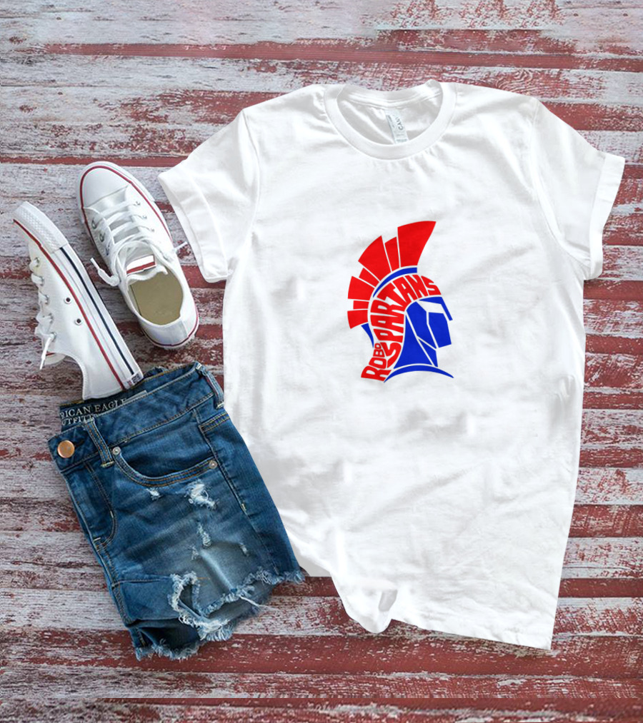 Robo Spartans Logo Red And Blue Spartan Helmet T-Shirt
