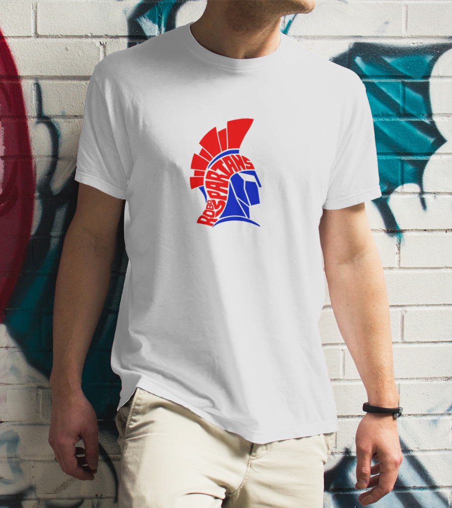 Robo Spartans Logo Red And Blue Spartan Helmet T-Shirt
