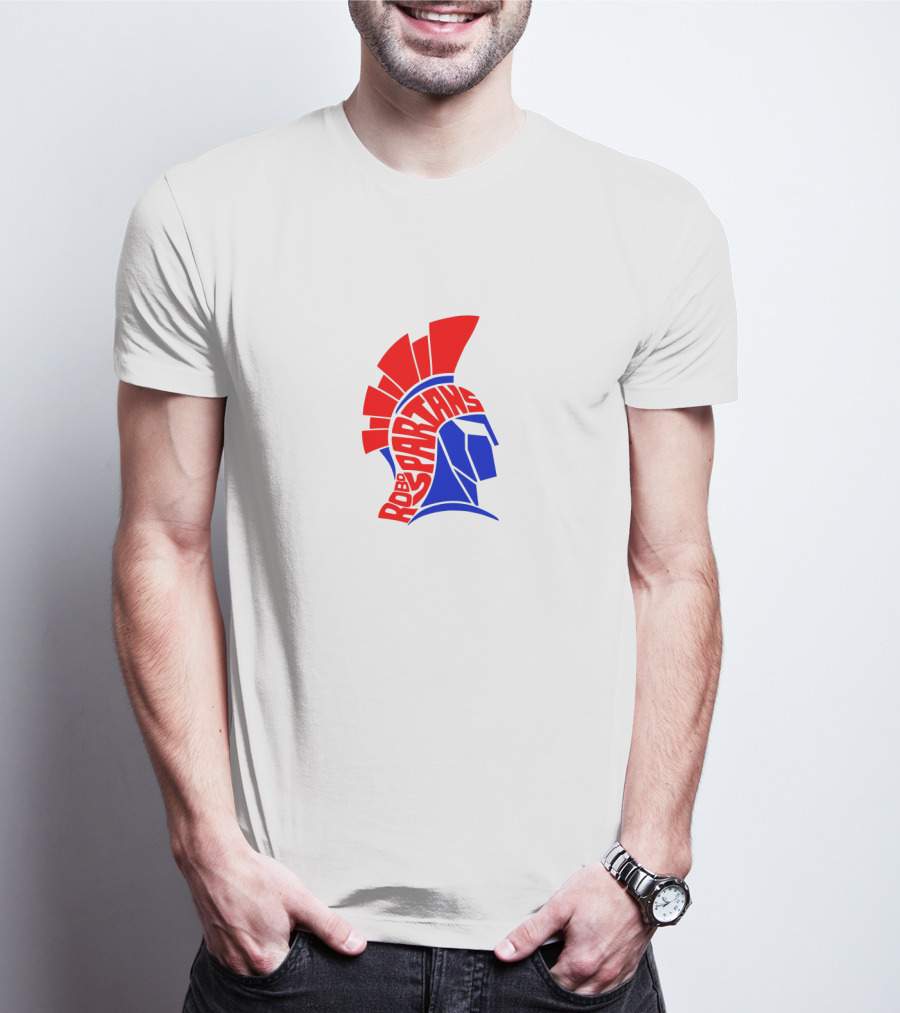 Robo Spartans Logo Red And Blue Spartan Helmet T-Shirt