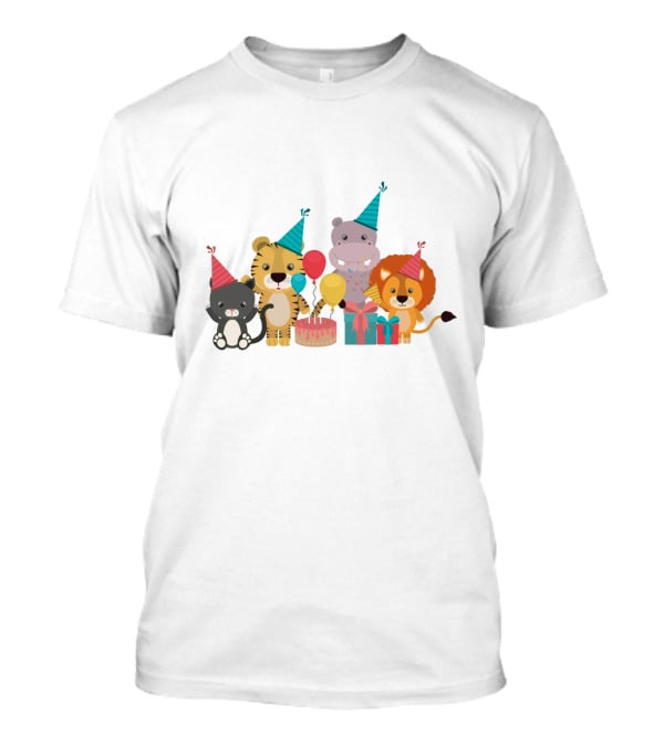 Party Animals Celebration With Balloons And Cake T-Shirt