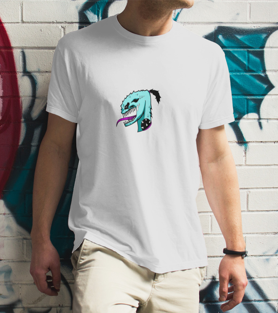 ZHC Merch Monster Creature Illustration Blue And Purple Tongue T-Shirt