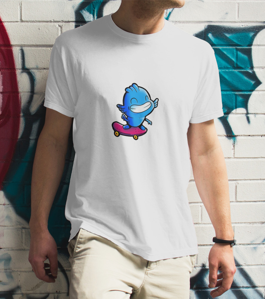 Gawx Blue Character Skateboarding Adventures T-Shirt