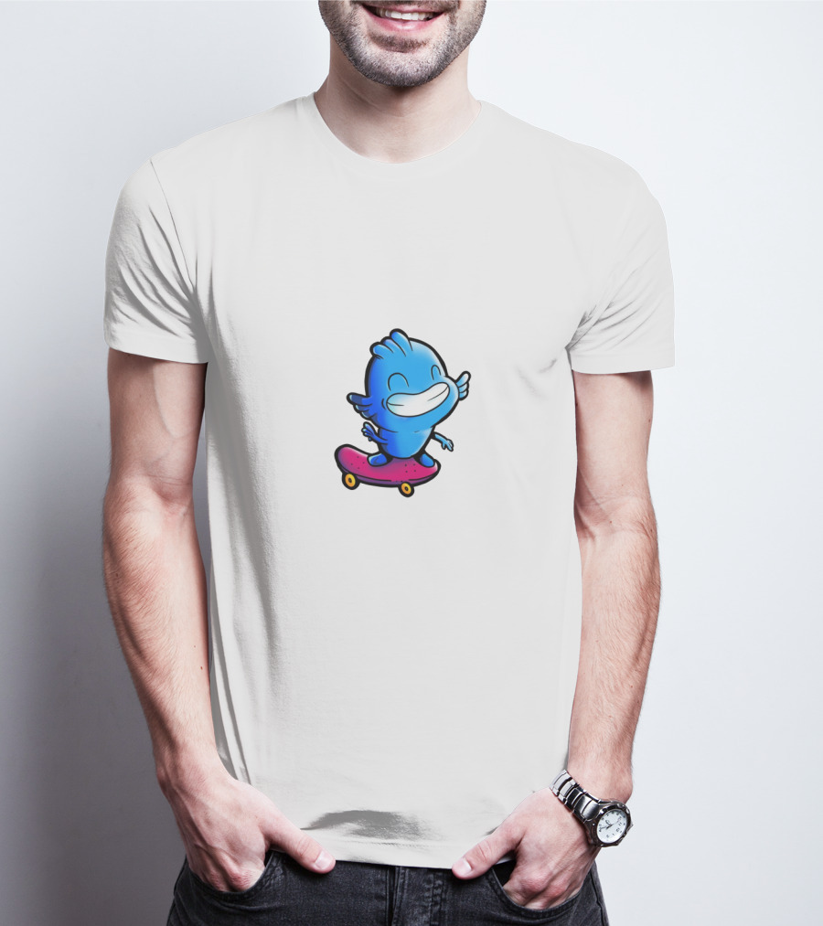 Gawx Blue Character Skateboarding Adventures T-Shirt