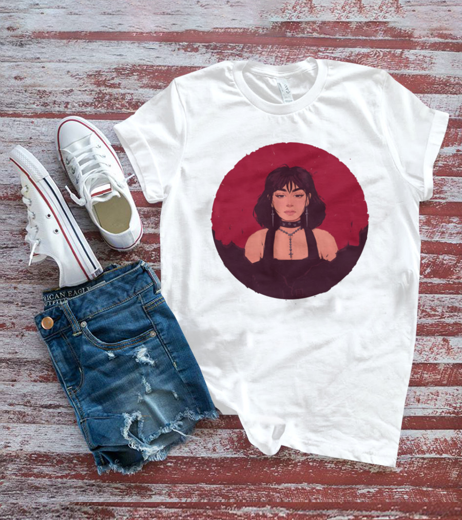 XCX Gothic Style Portrait With Cross Accessories T-Shirt