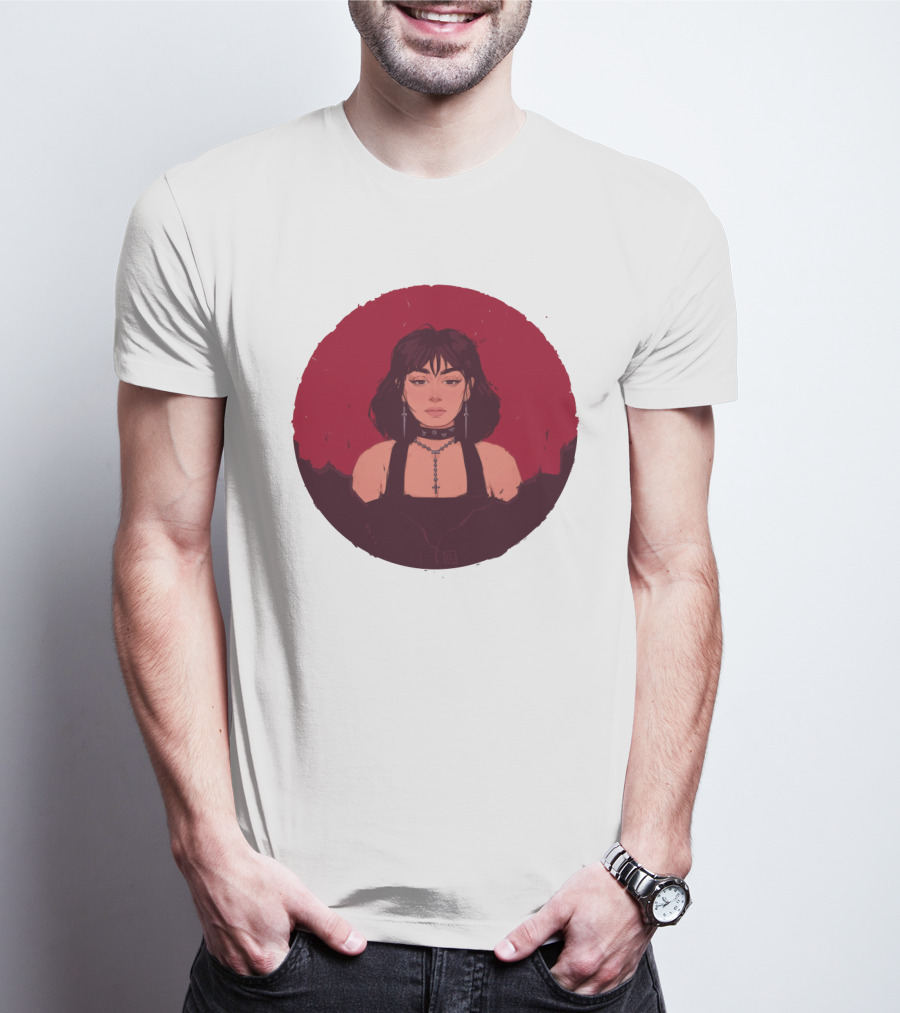 XCX Gothic Style Portrait With Cross Accessories T-Shirt