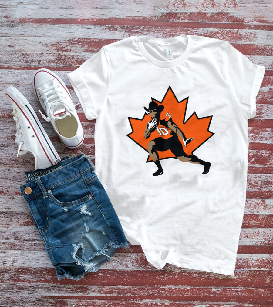 Chuba Hubbard Cowboy Football Player Maple Leaf T-Shirt
