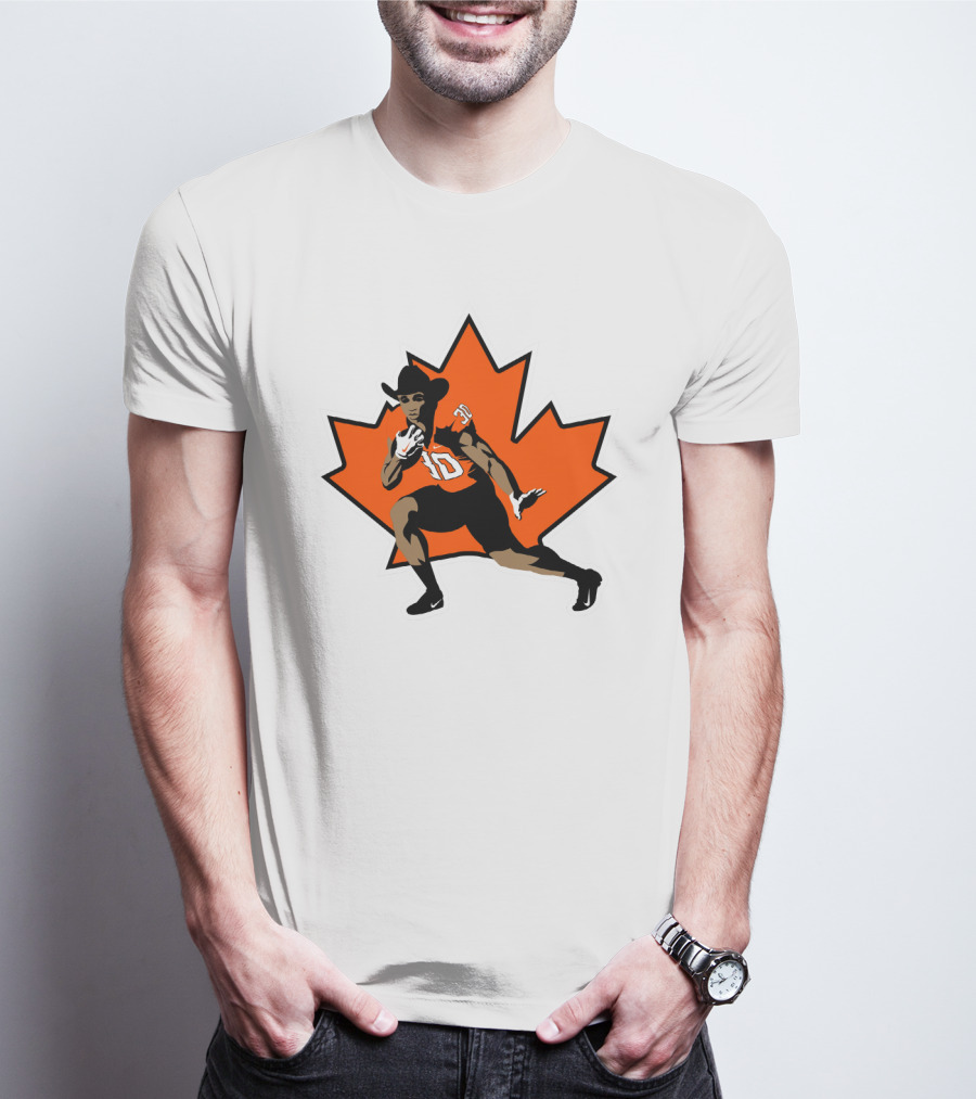 Chuba Hubbard Cowboy Football Player Maple Leaf T-Shirt