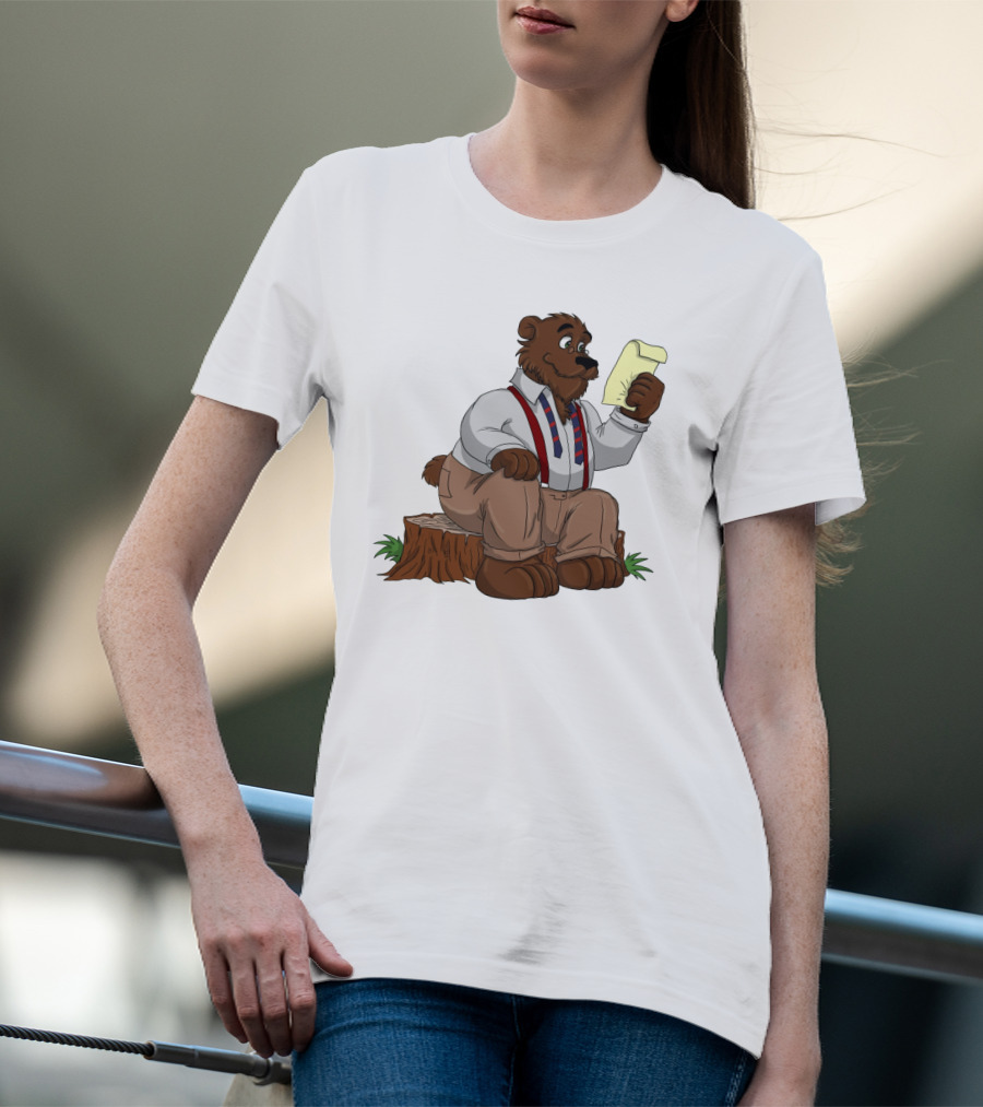 Papa Bear Reading Note Iconic Cartoon T-Shirt