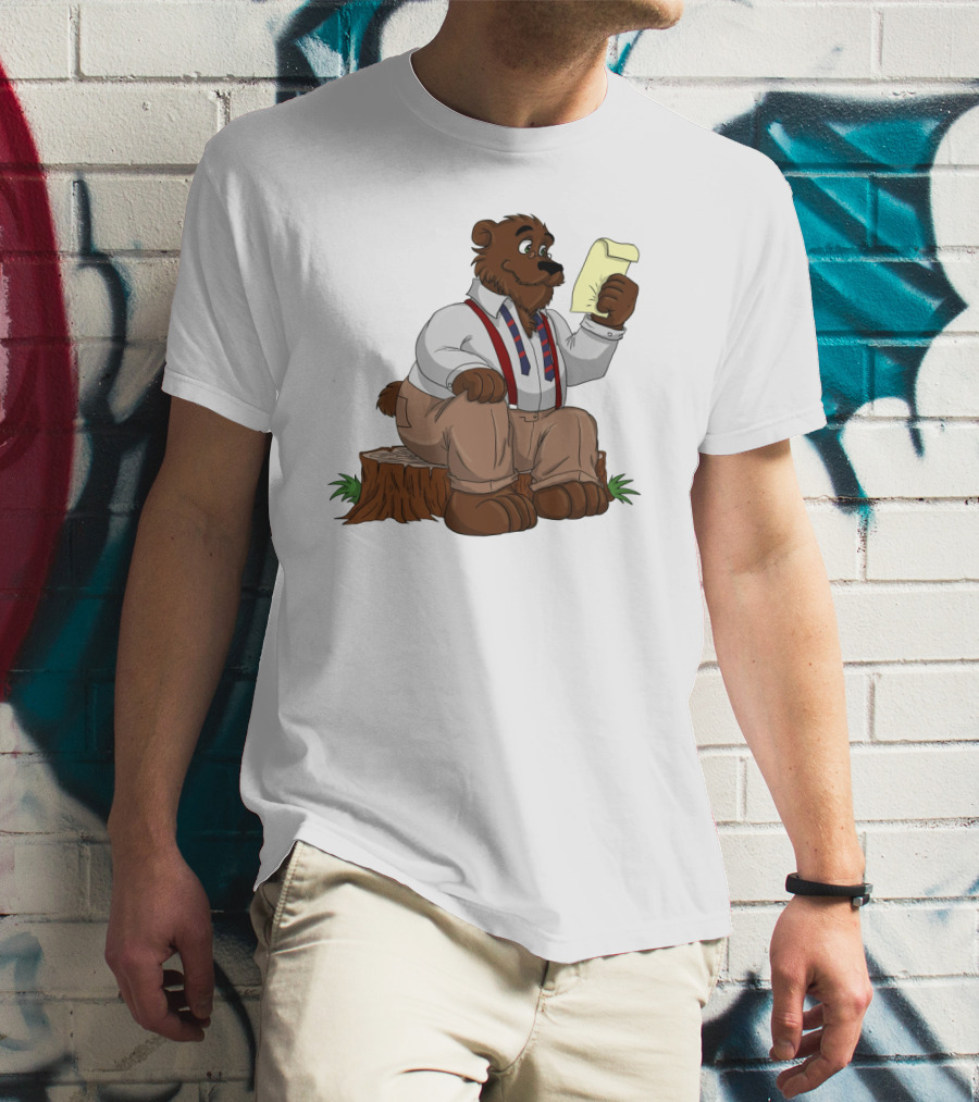 Papa Bear Reading Note Iconic Cartoon T-Shirt