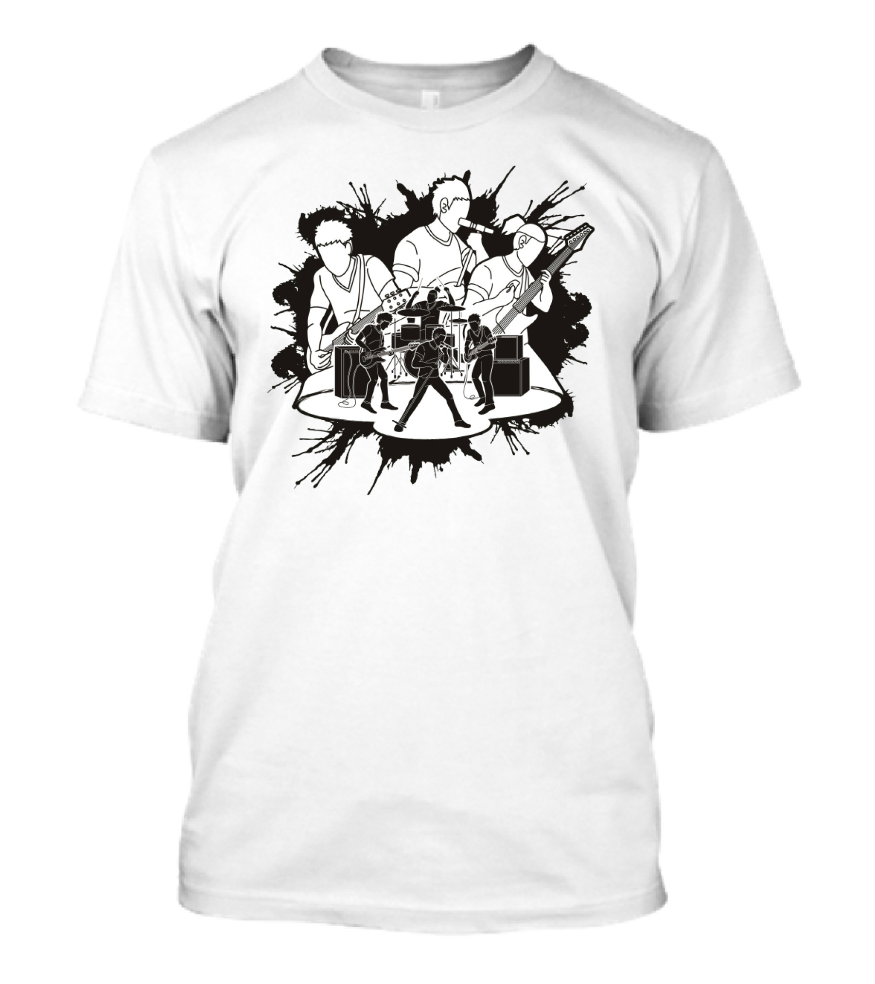 Band Performers Silhouette With Instruments And Amplifiers T-Shirt