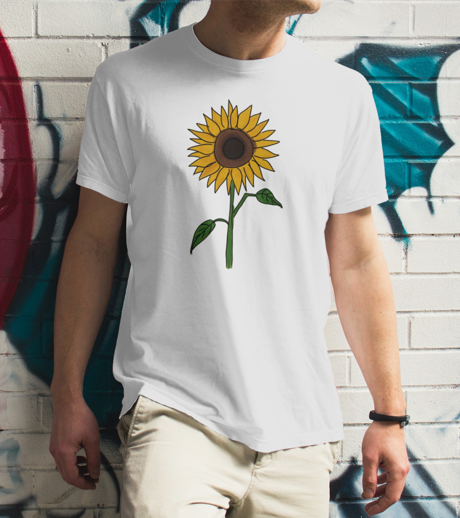 Sunflower Drawing Floral Botanical Nature T-Shirt