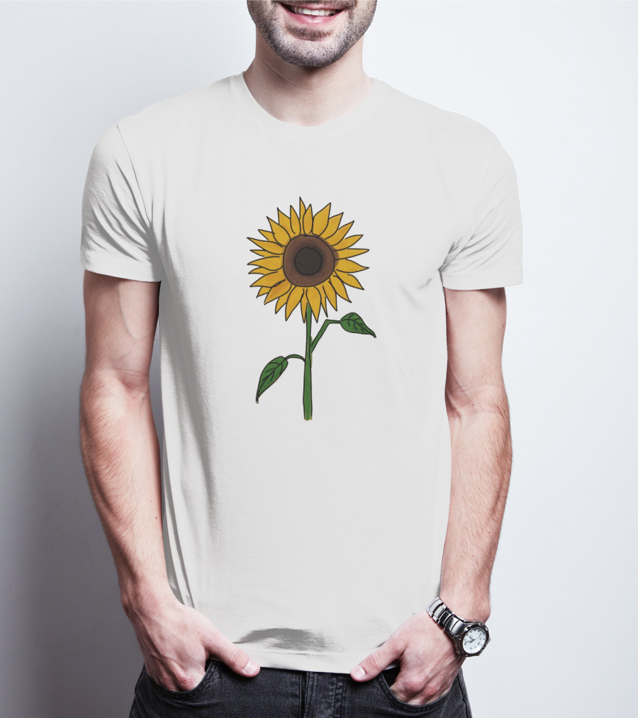 Sunflower Drawing Floral Botanical Nature T-Shirt