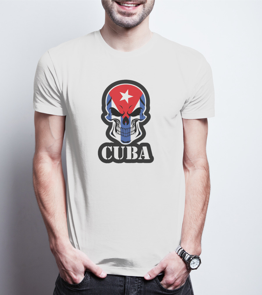 Cuba Skull With Cuban Flag And Star T-Shirt