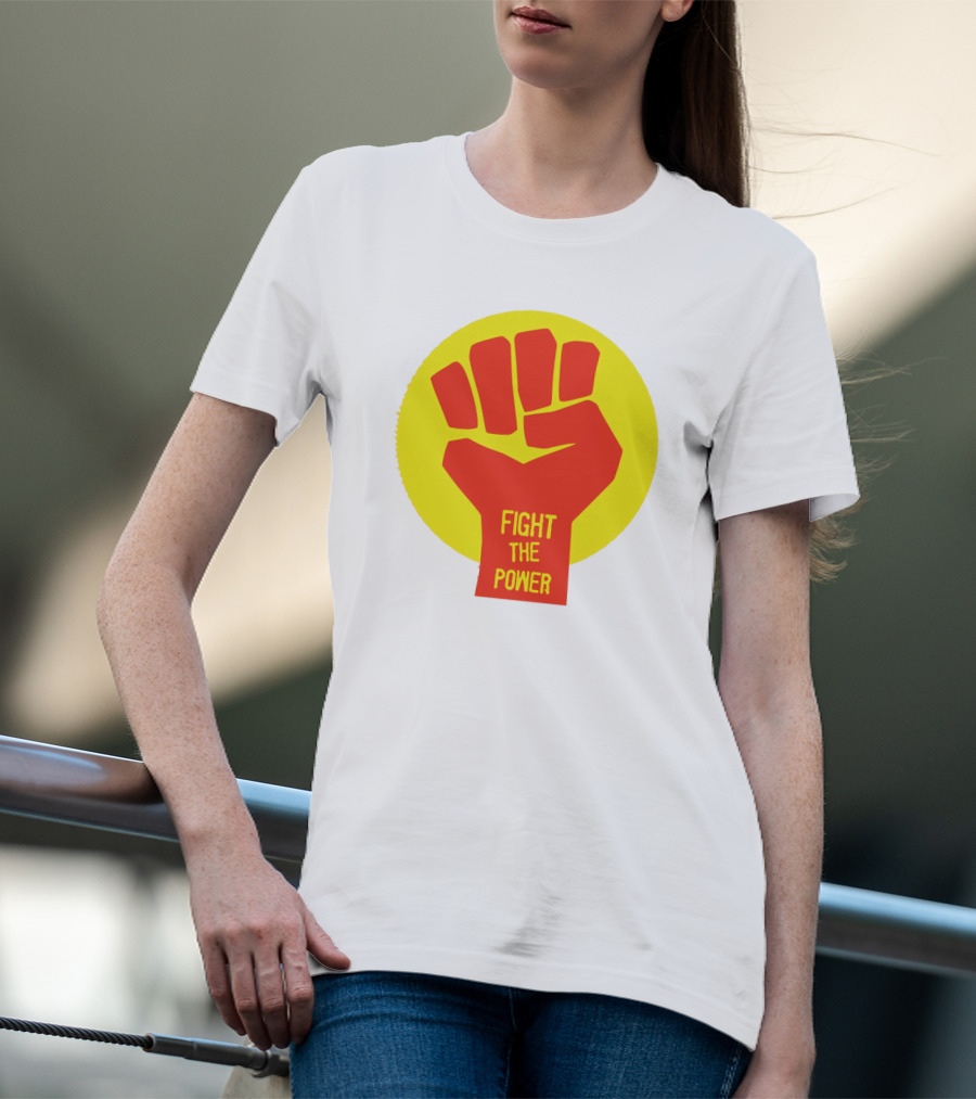 Fight The Power Fist Yellow Circle T-Shirt