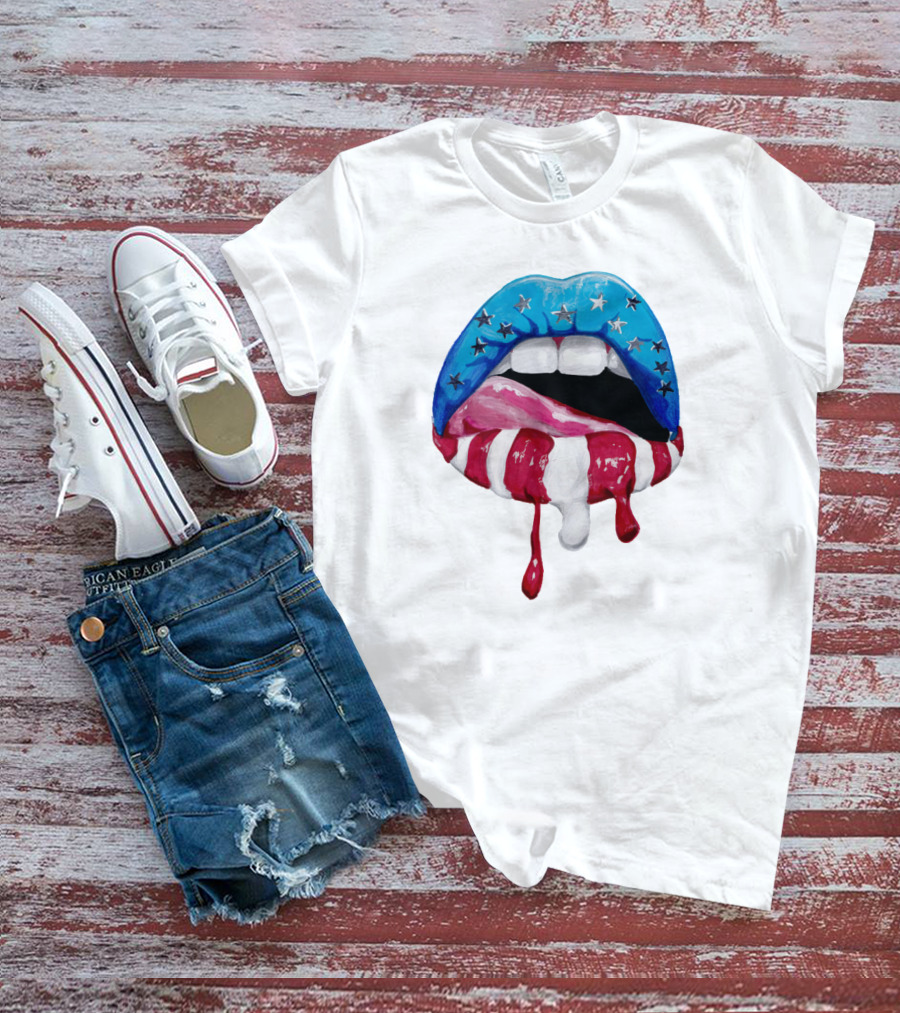 'Merica Lips Stars And Stripes USA Flag T-Shirt