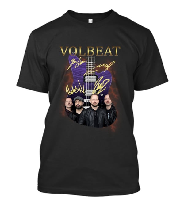 VOLBEAT Purple Guitar With Signatures And Band Members T-Shirt