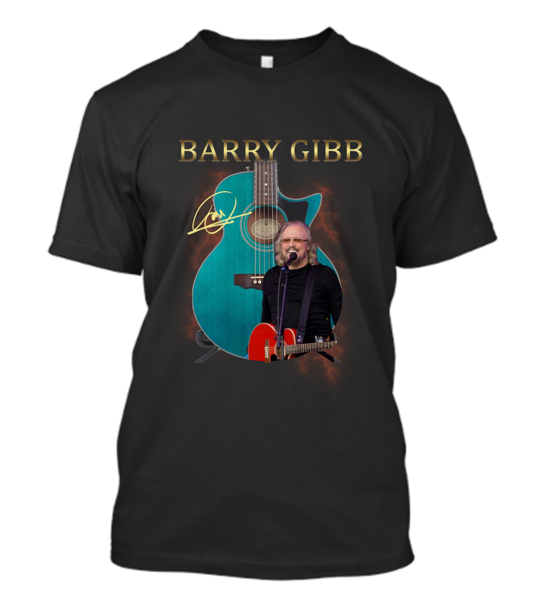 Barry Gibb Signature Electric Guitar With Performer Image T-Shirt
