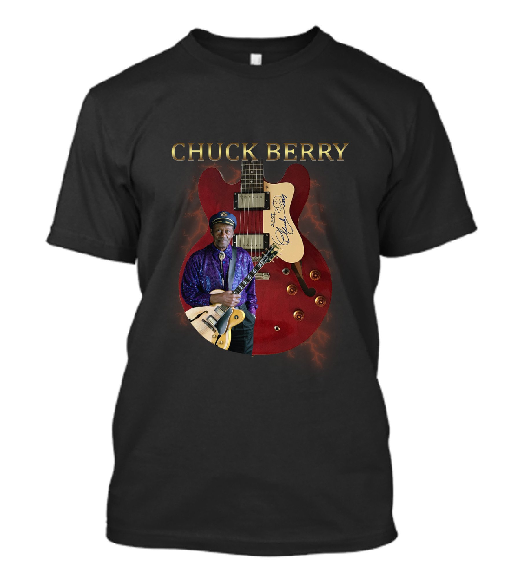 Chuck Berry Iconic Guitar With Signature T-Shirt