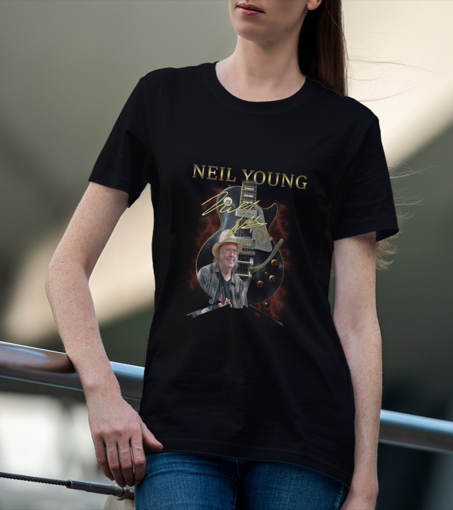 NEIL YOUNG Signature Guitar With Image T-Shirt