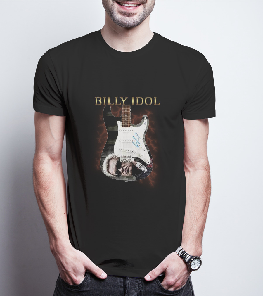 BILLY IDOL Electric Stage Guitar Signed Heroic T-Shirt