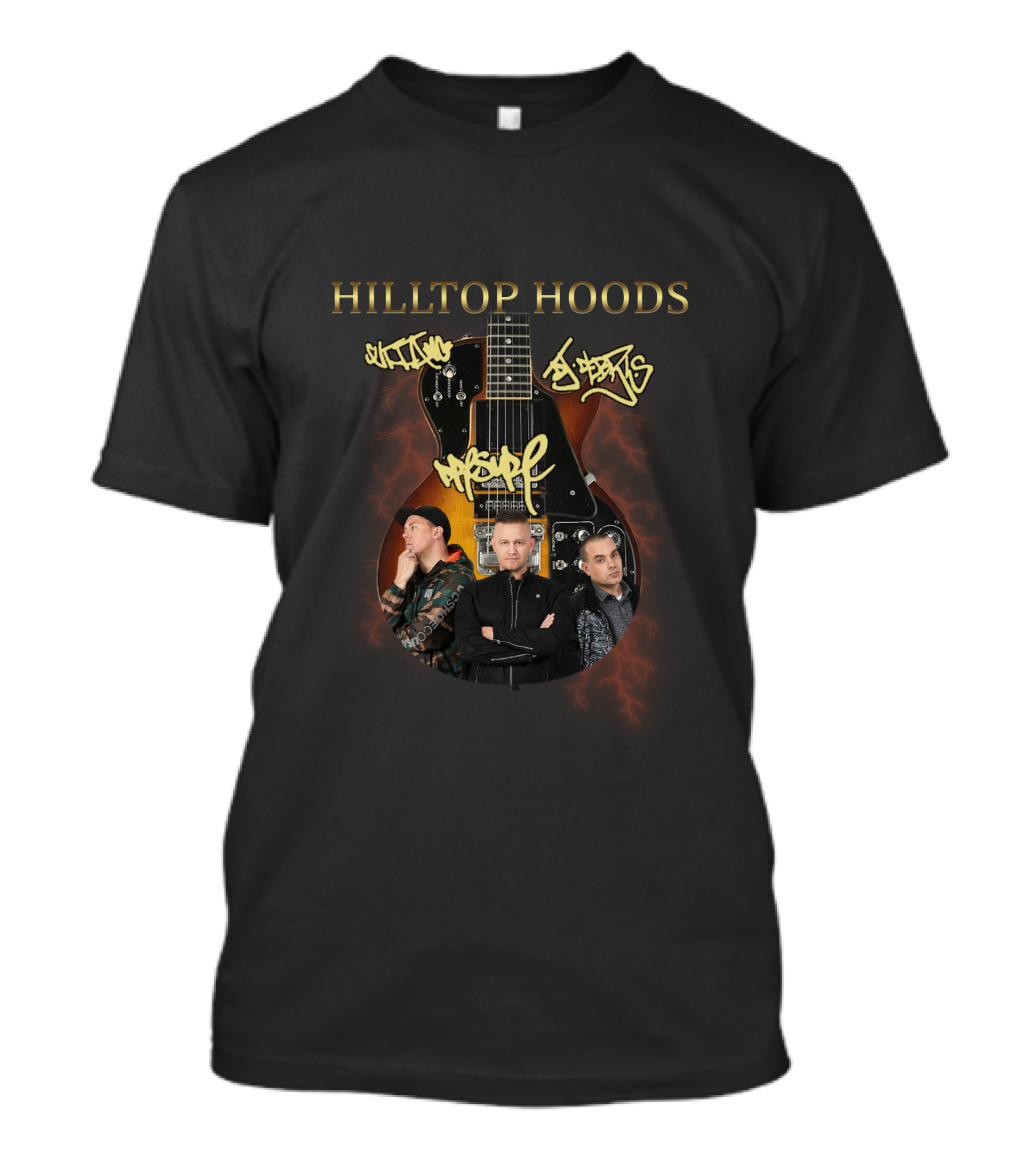Hilltop Hoods Guitar Graffiti Art And Group Photo T-Shirt