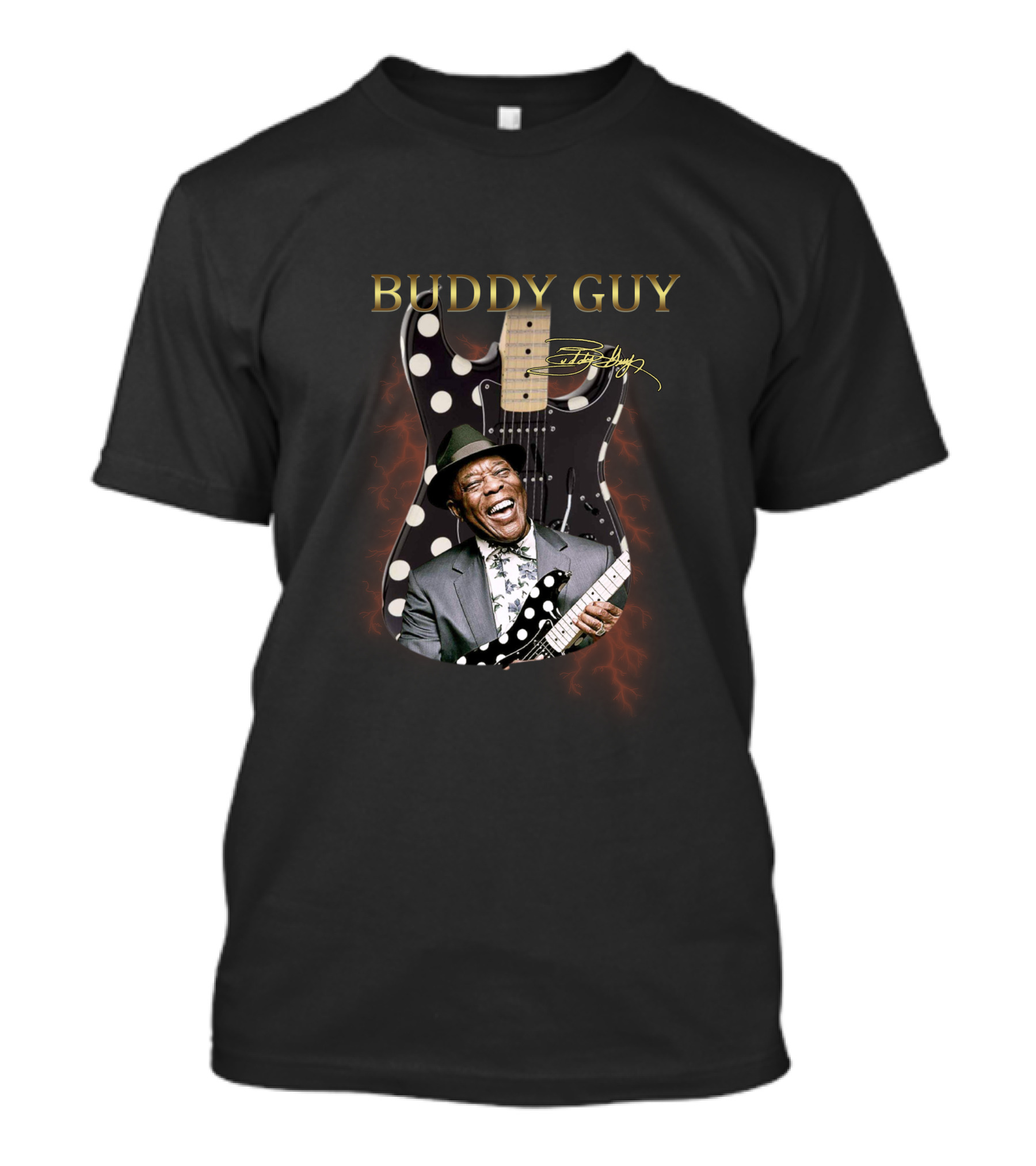 BUDDY GUY Polka Dot Guitar And Signature Image T-Shirt