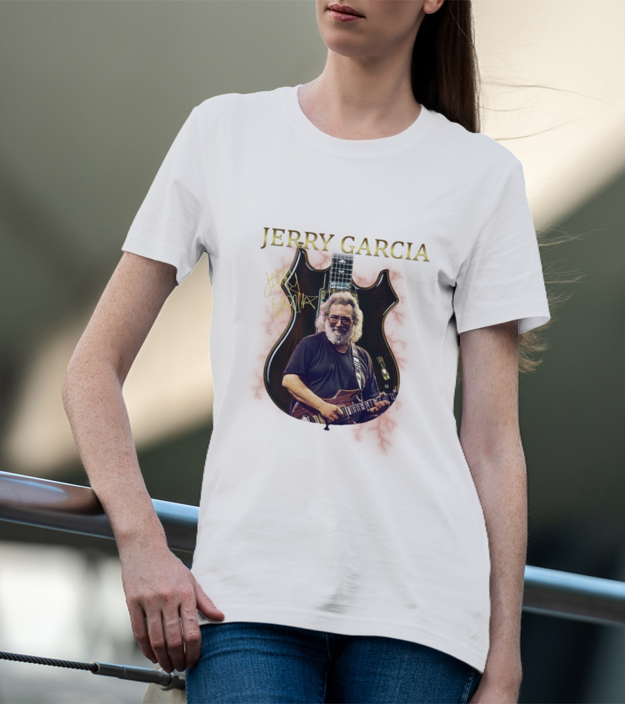 Jerry Garcia Signature Guitar Image With Jerry Garcia T-Shirt
